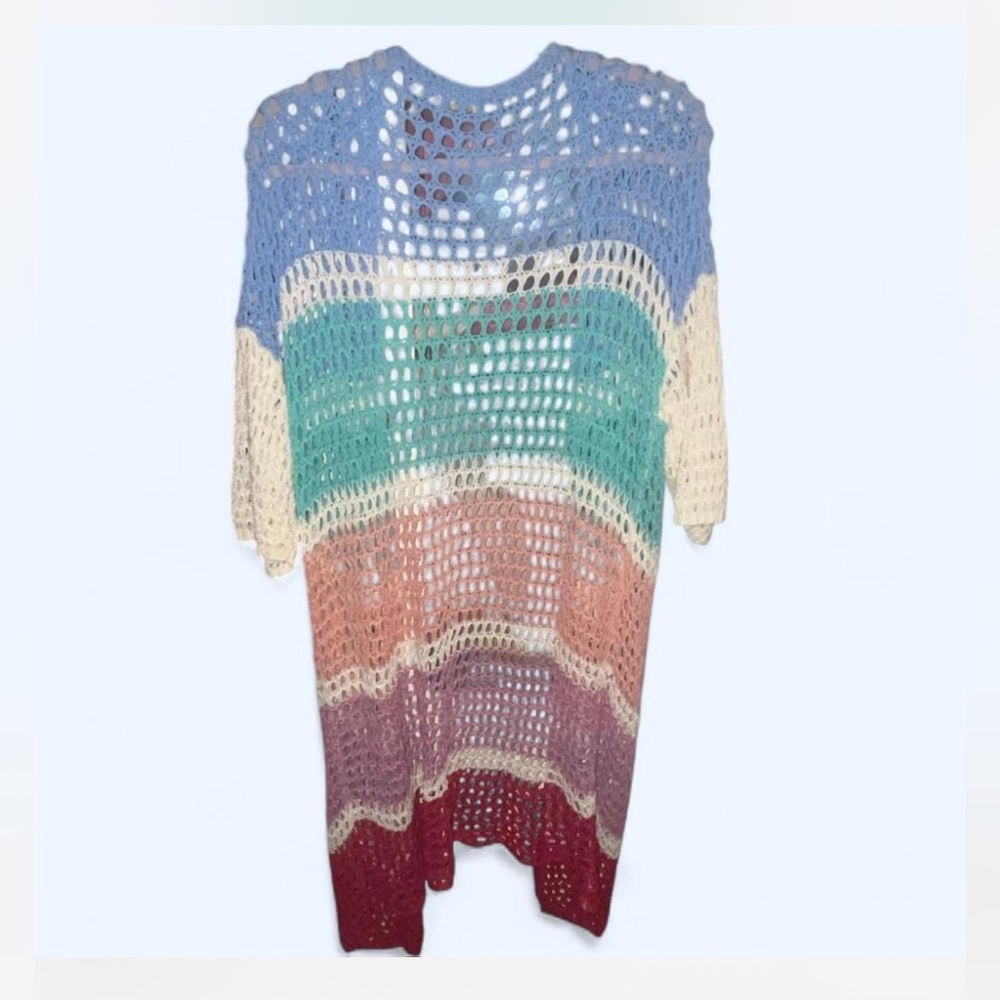 🩵💚💜❤️NWOT size Large Mello Crochet Cardigan  #boho #festival